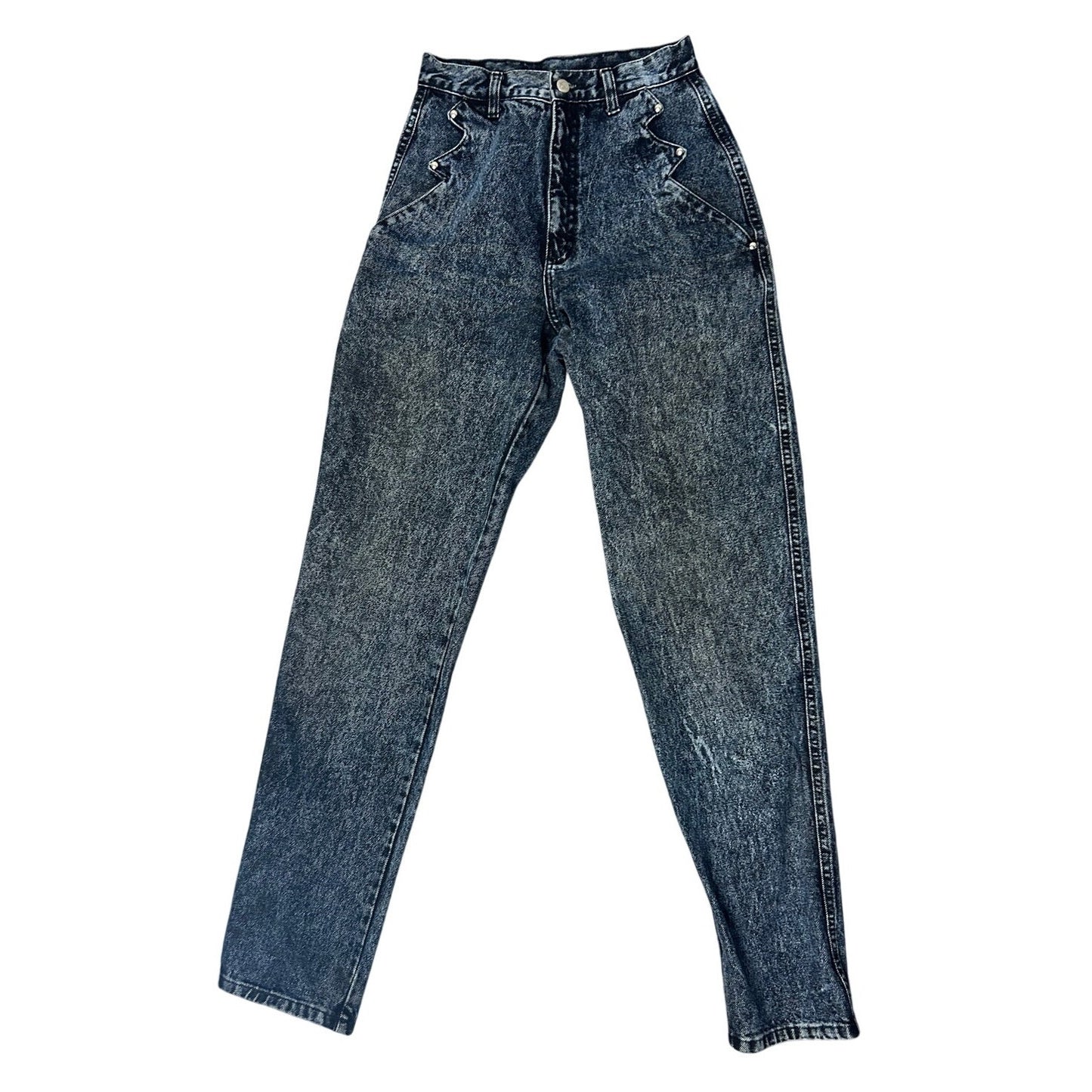 Vintage Roper Bareback Acid Wash Western Mom Jeans Zig Zag Pocket High Rise USA