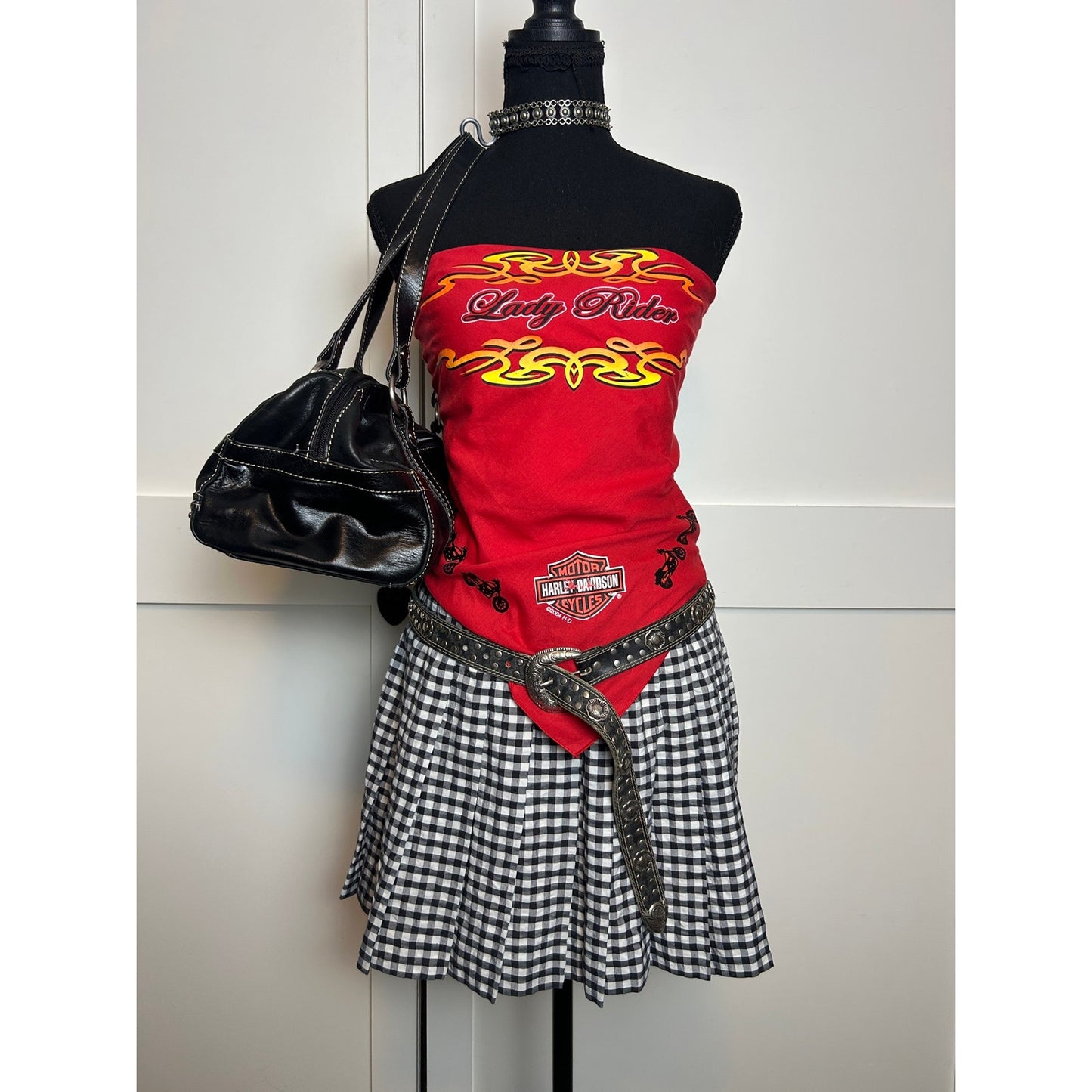 2004 Harley Davidson Lady Rider Bandana Rot Tribal Motorrad Y2K Biker Halstuch