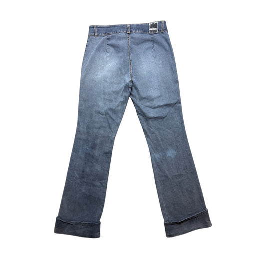 Bebe Vintage Popstar Jeans Faded Wash Cuffed Hem Mid Rise W30 L31
