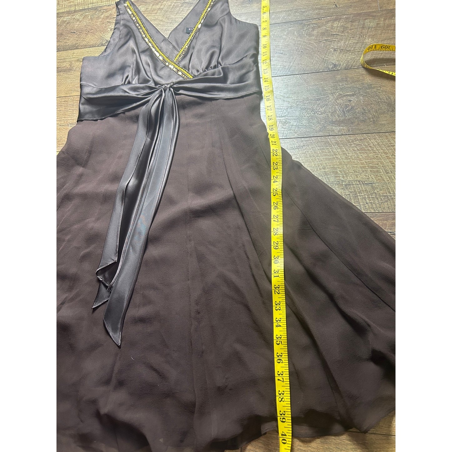 signature by robbie bee silk babydoll dress chocolate brown size 12