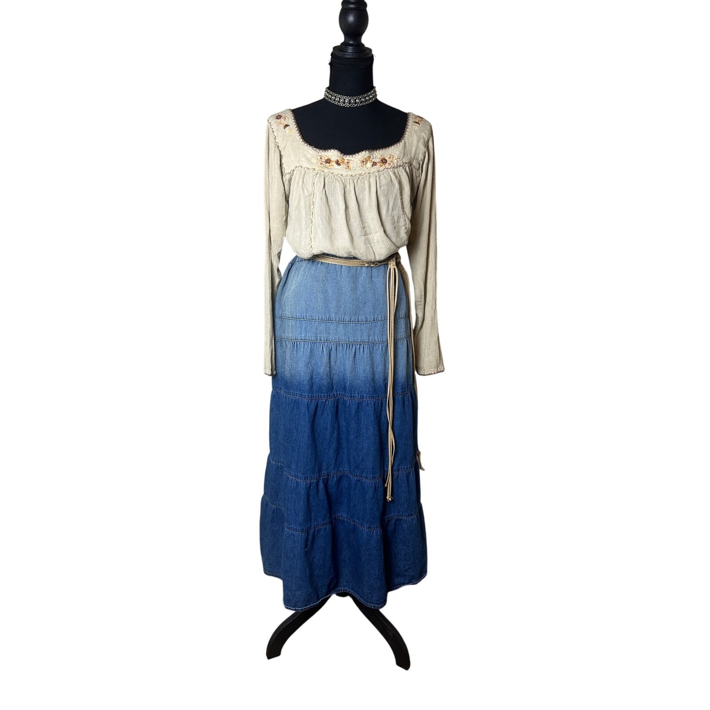 Vintage Aeropostale Embroidered Rayon Hippie Shirt Y2K Boho XS