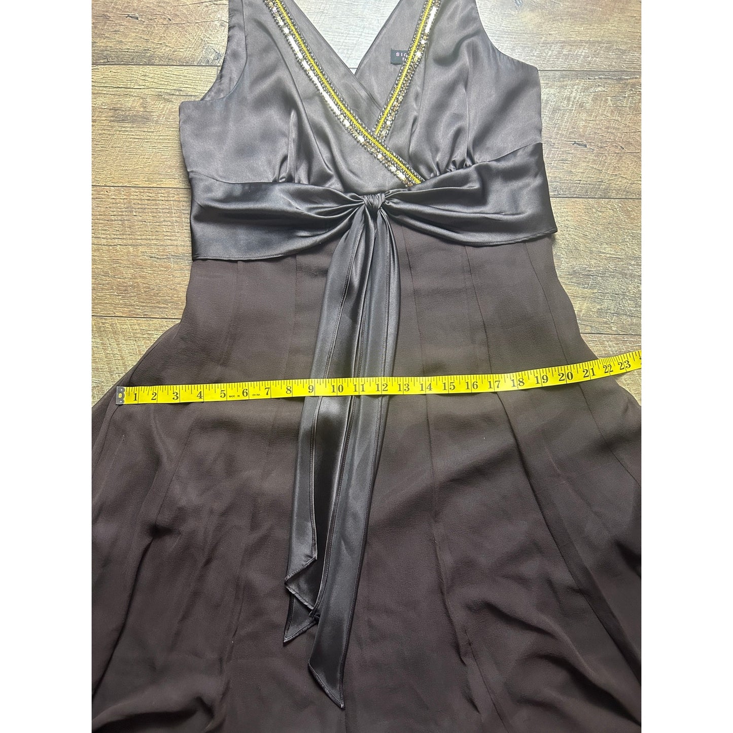 signature by robbie bee silk babydoll dress chocolate brown size 12