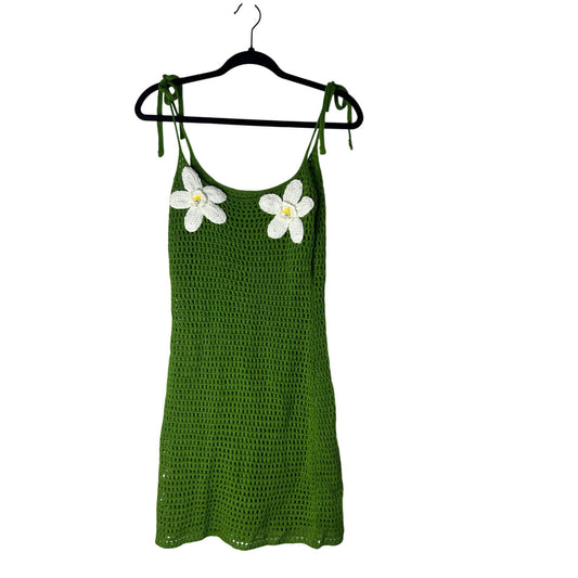 🌼 Gehäkeltes Spaghetti-Träger-Kleid mit Gänseblümchenmuster
