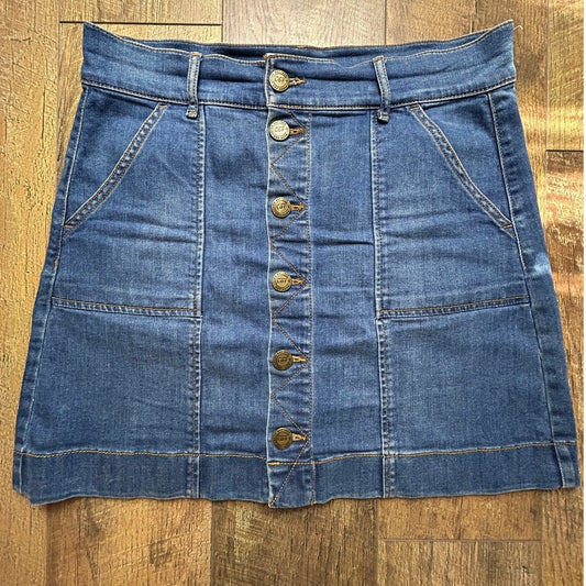 Ann Taylor LOFT Jeans Minirock Größe 8 Knopfleiste vorne Lässig Cool Girl