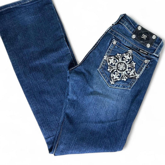 Navy blue bootcut jeans