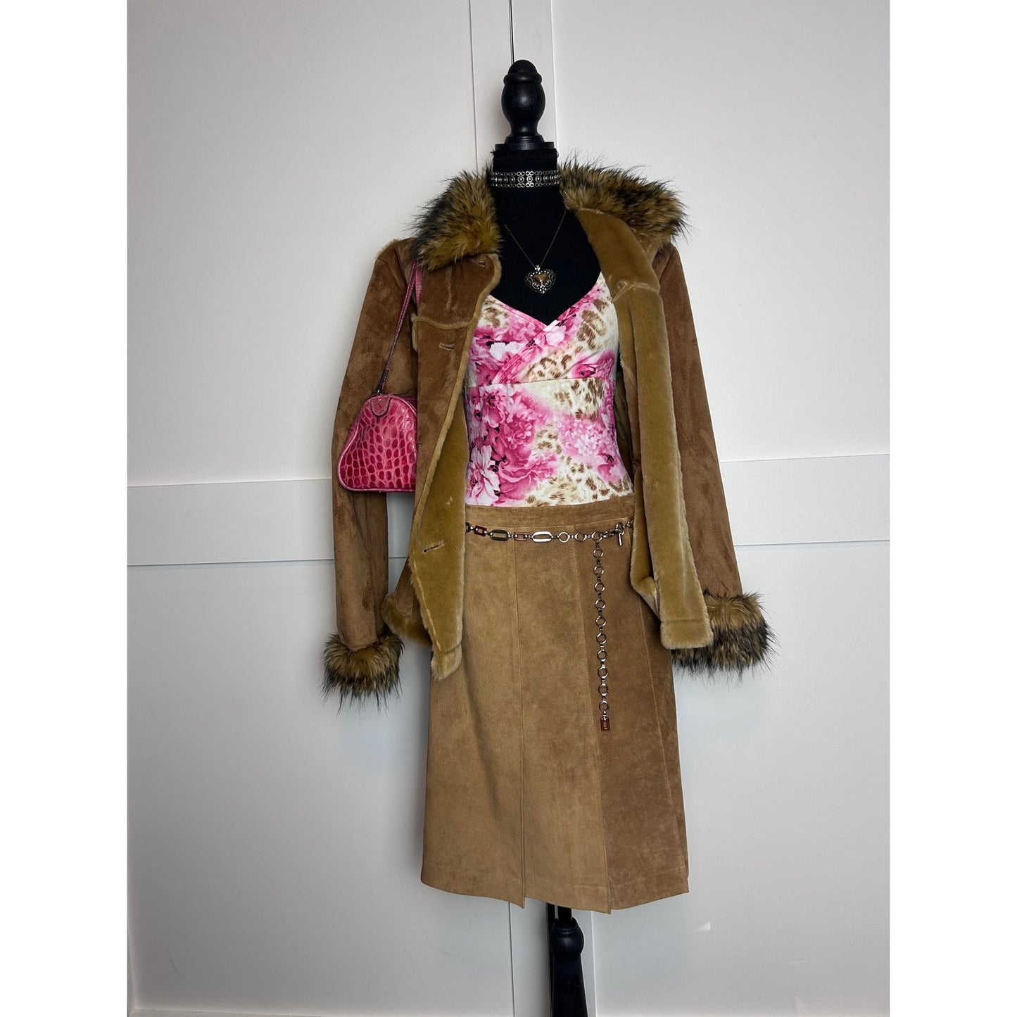 Vintage wet seal Australia baby doll rose and leopard print top size xl