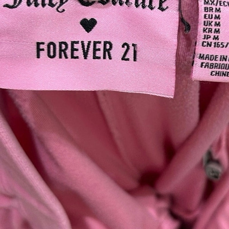 Juicy Couture x Forever 21 Hot Pink Velour Bling Tracksuit Set Y2K Barbiecore M