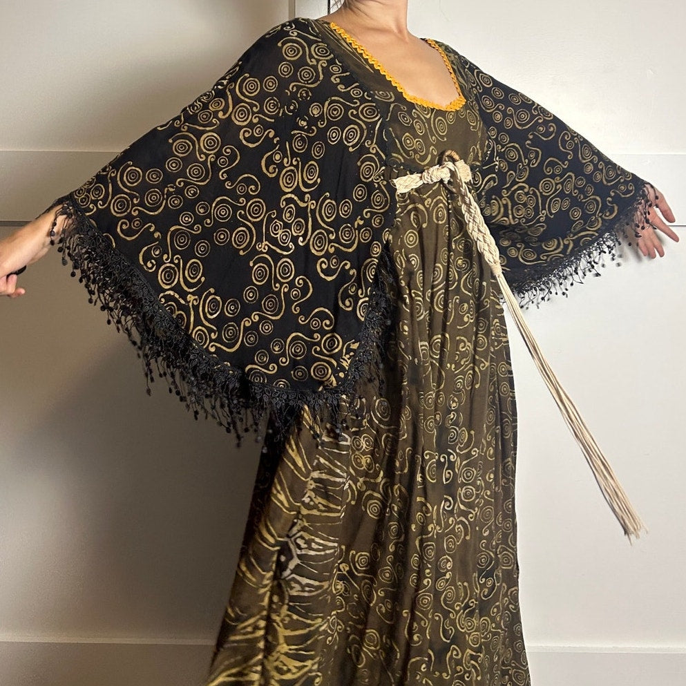 floor length earth fairy kaftan with fringe