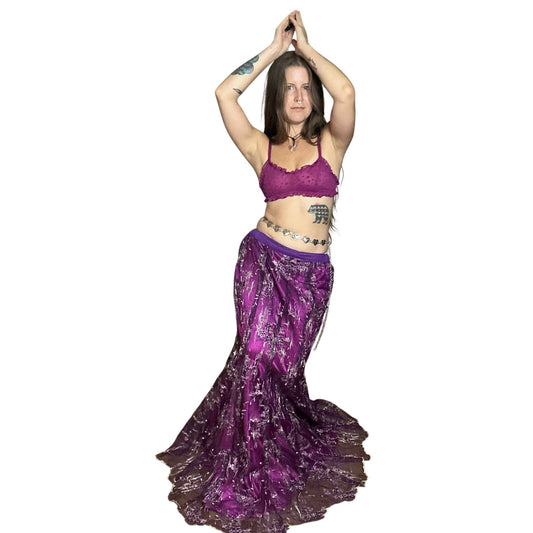 Genie belly dance inspired look long beaded fairy skirt and waist chain bundle