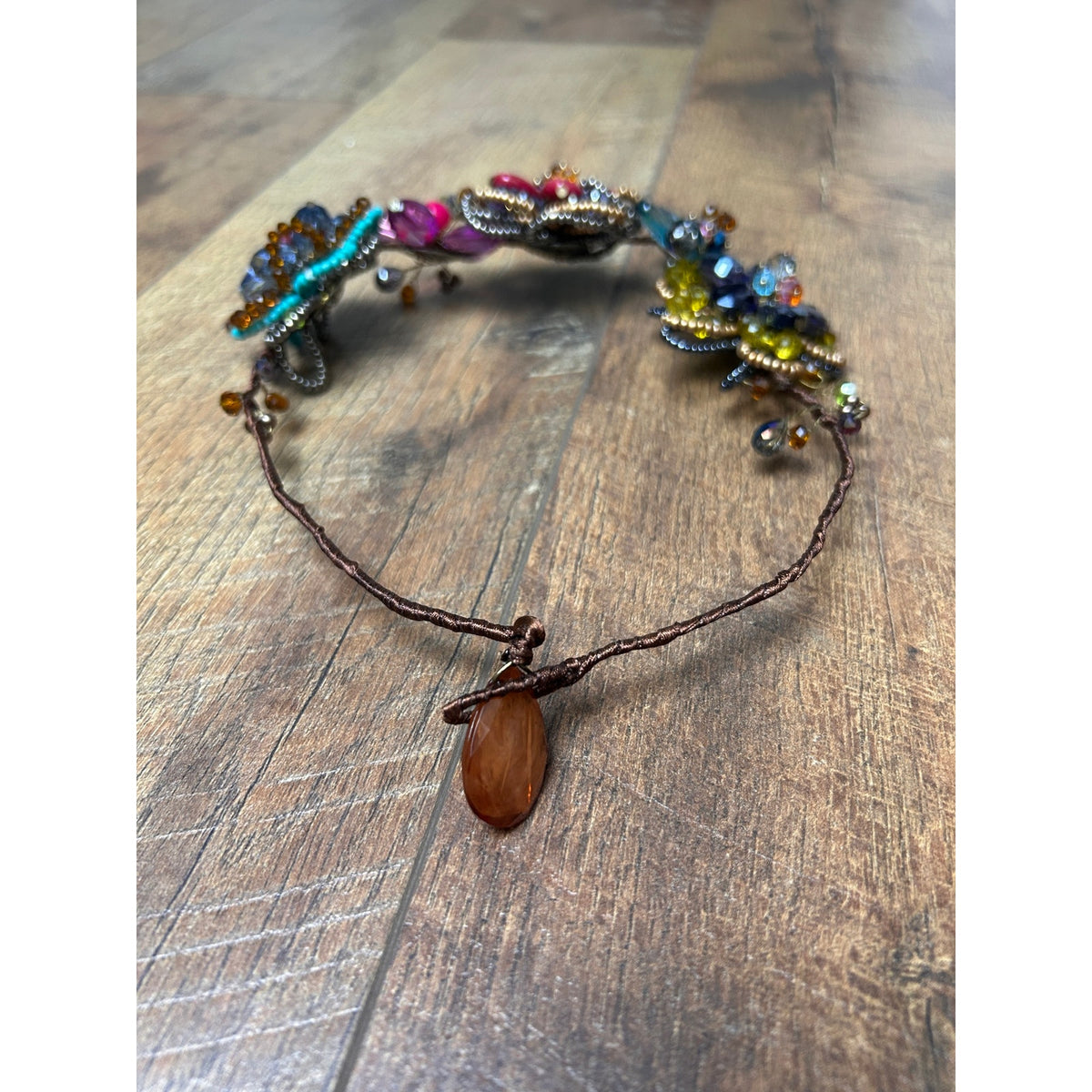 Fairycore Hand Beaded Wire Necklace