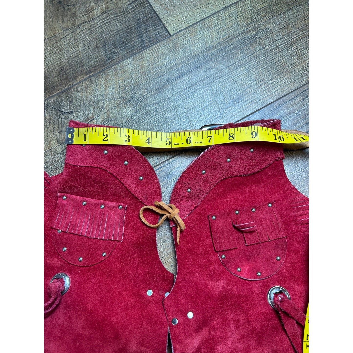 vintage sears suede red fringe rodeo western vest/ chap set 2-4T