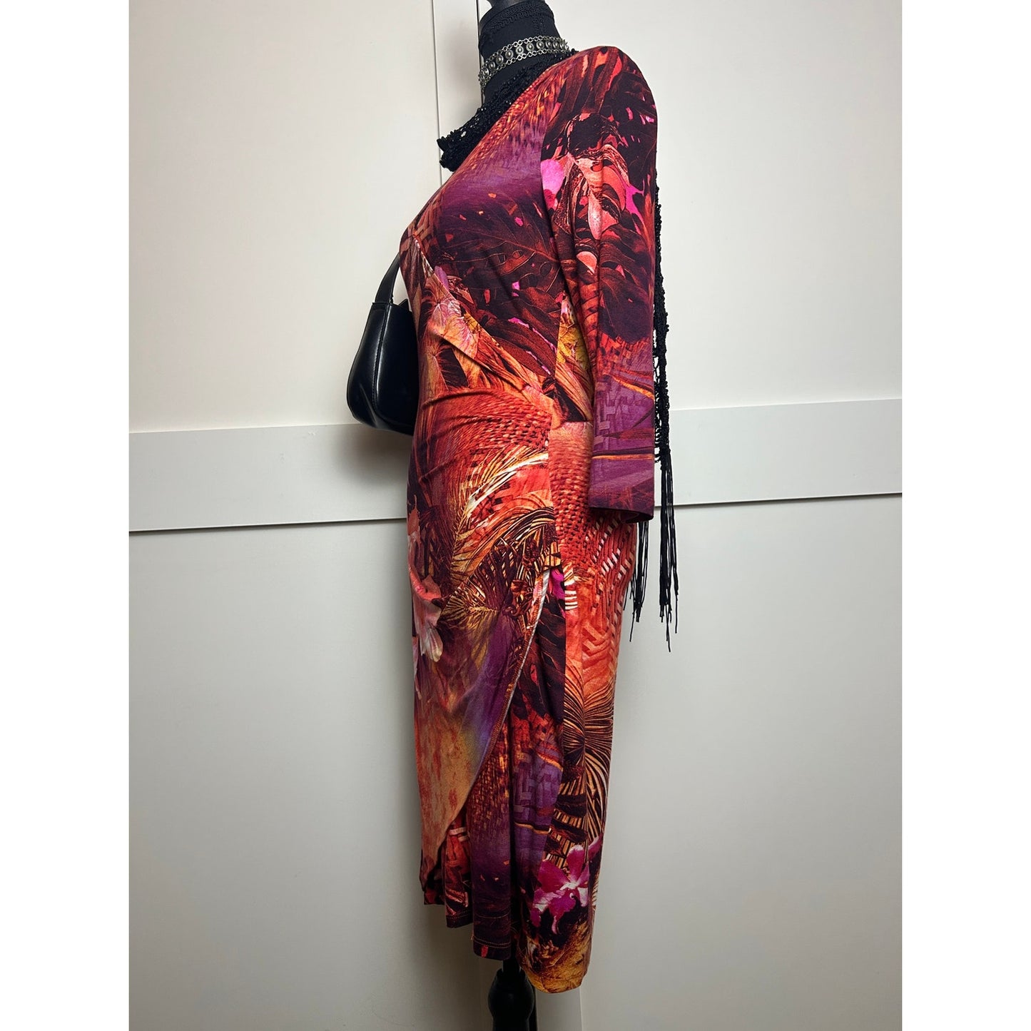 Cache Hibiscus Y2K Coconut Girl Asymmetrical Vacation Dress Size M rayon