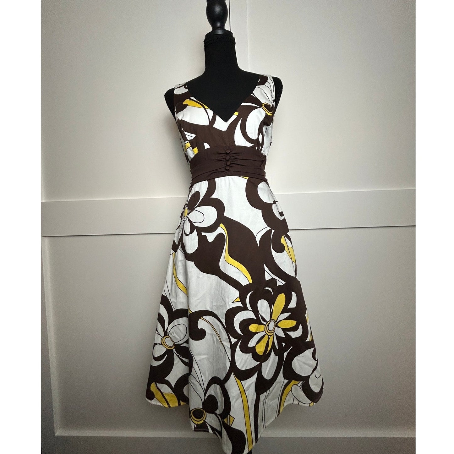 B Smart Y2K Geblümtes Neckholder-Kleid Größe 10 Western Coquette Baumwollmischgewebe Kleid