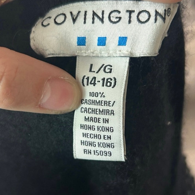Covington cashmere cardigan beaded accents black size 14