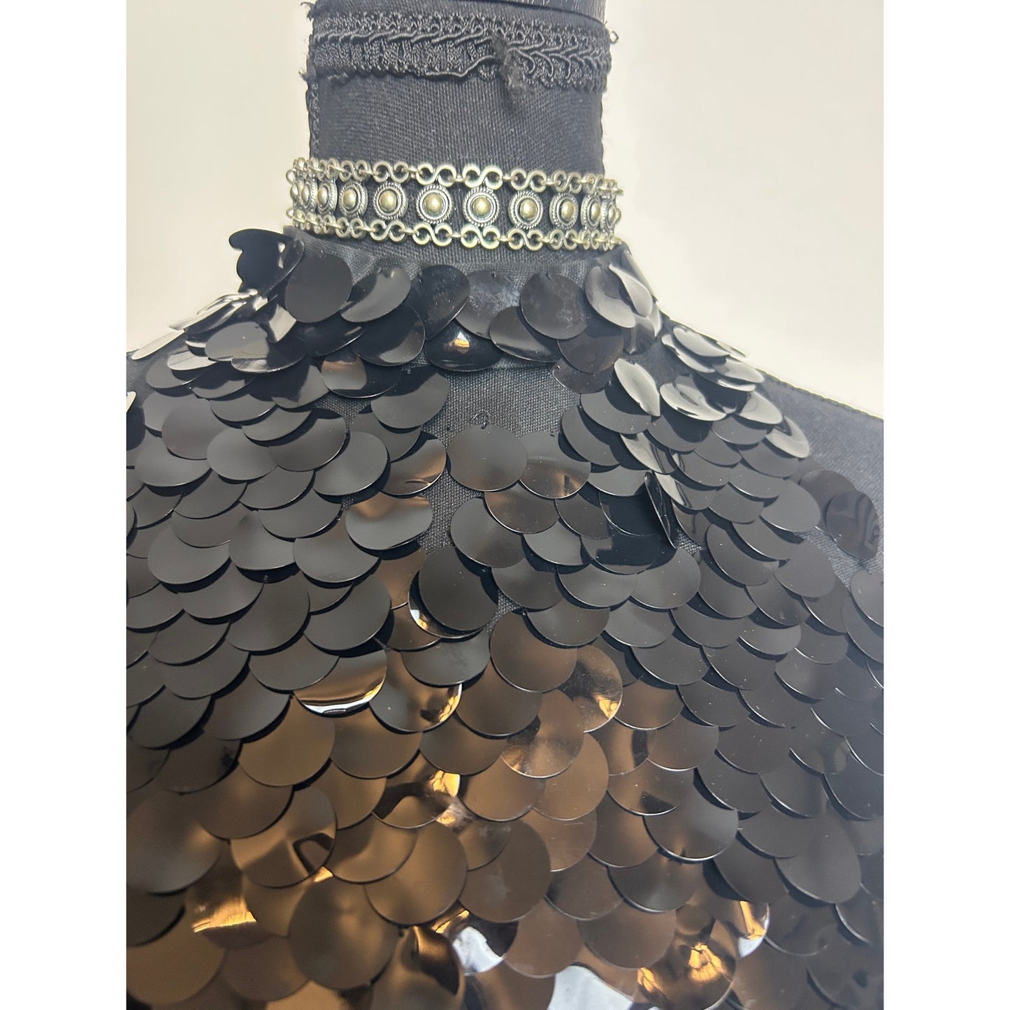 JS Boutique Black Mermaid Sequin Halter Top Y2K It Girl Night Out M