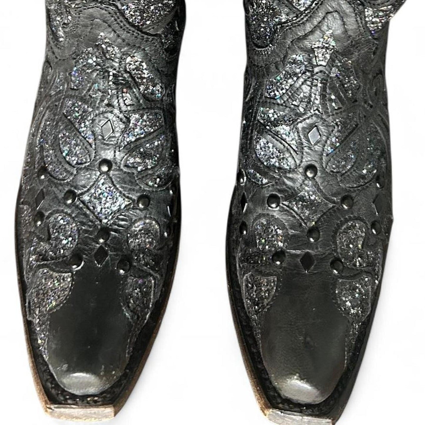 ✨ Free People Vibes – Corral Black & Silver Glitter Festival Stiefel Größe 37,5