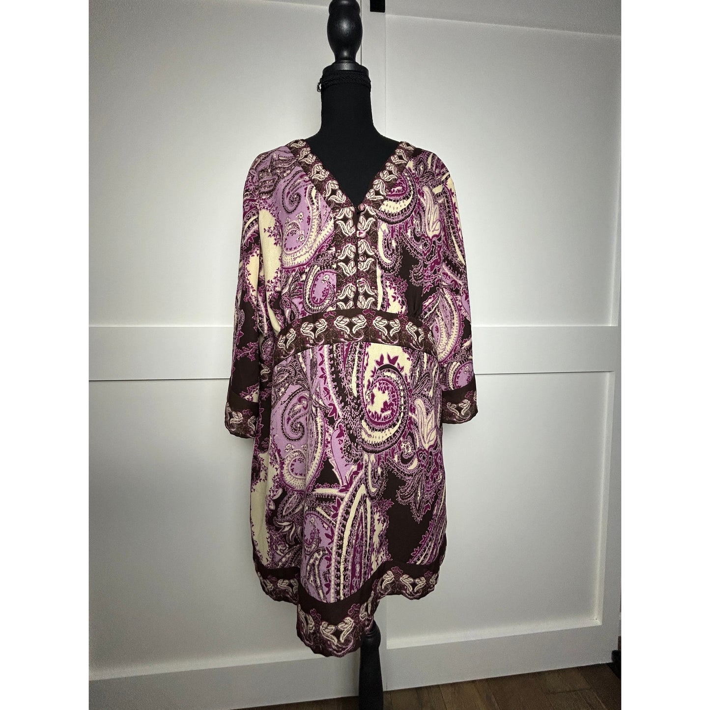 Plus size vintage Main Street blues patterned tunic top