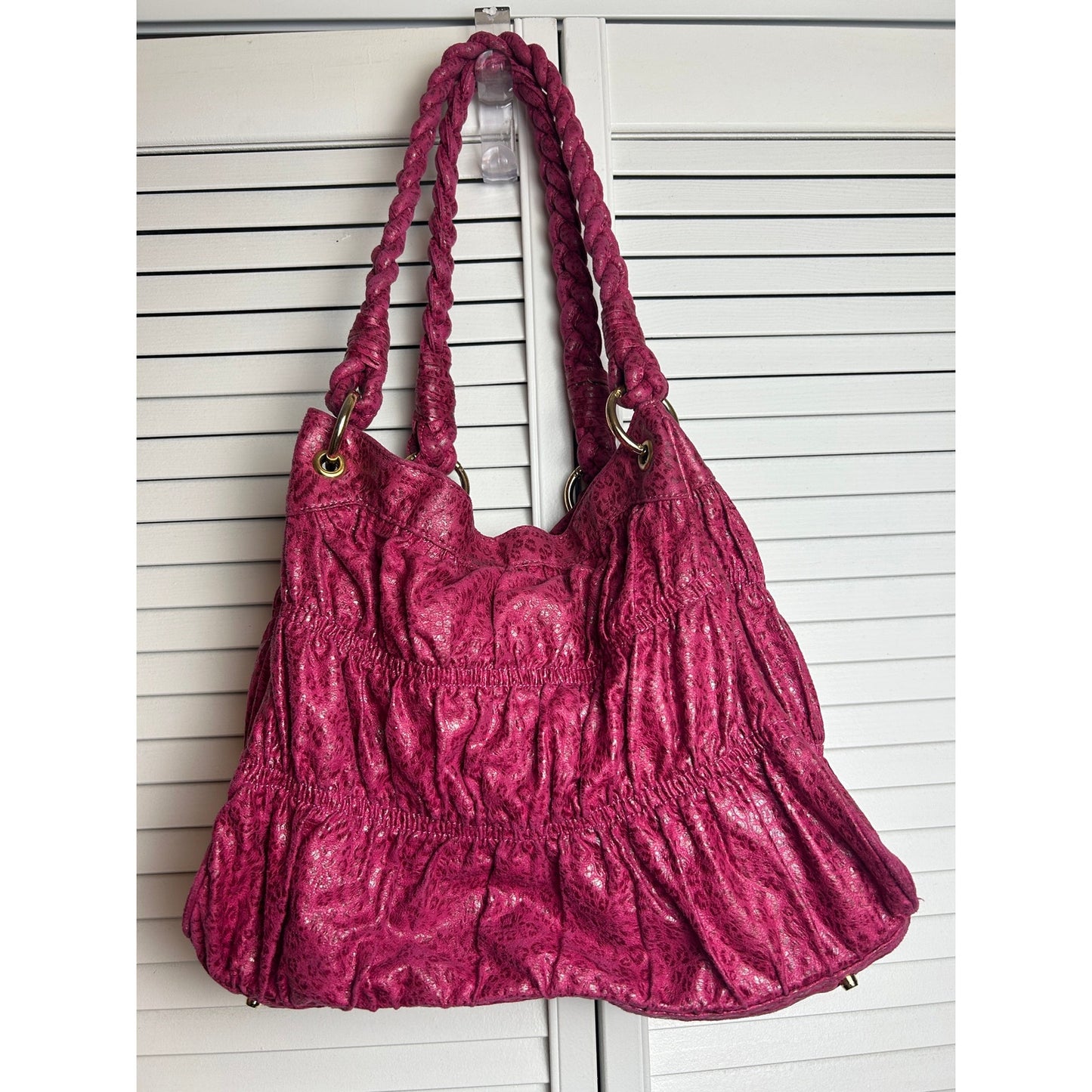 Lissane Pink Leopard Hobo Bag Y2K Indie Sleaze Grüne Umhängetasche mit Besatz