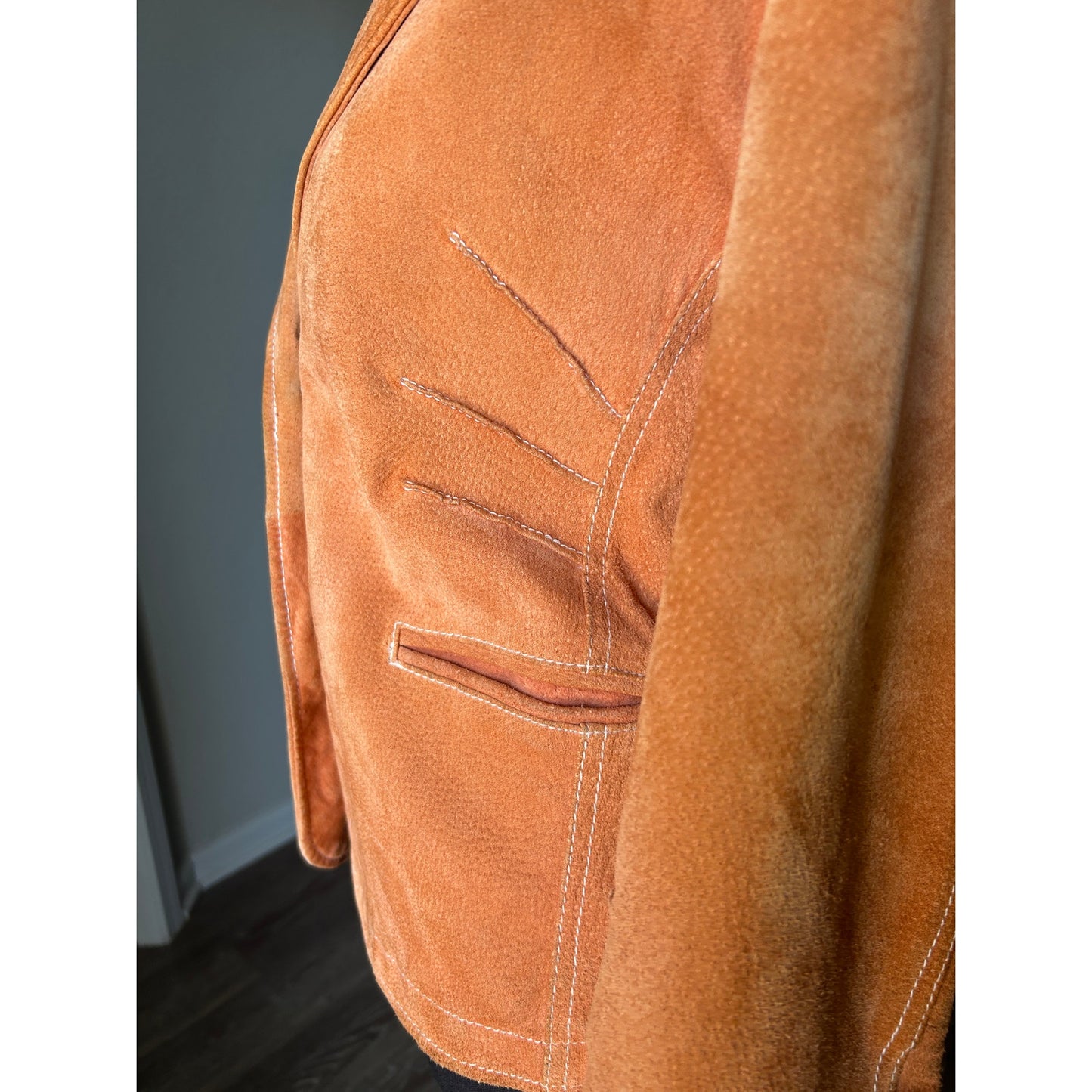 wilson leather maxima orange tailored suede blazer size l