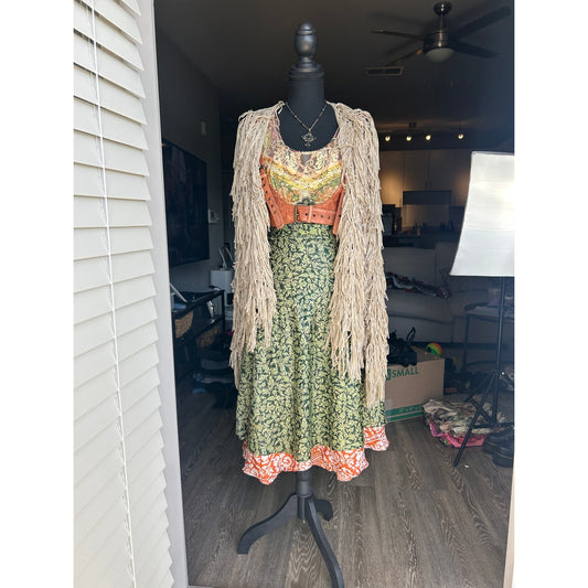 Gilet long en crochet à franges Free People Vibe - style bohème festival