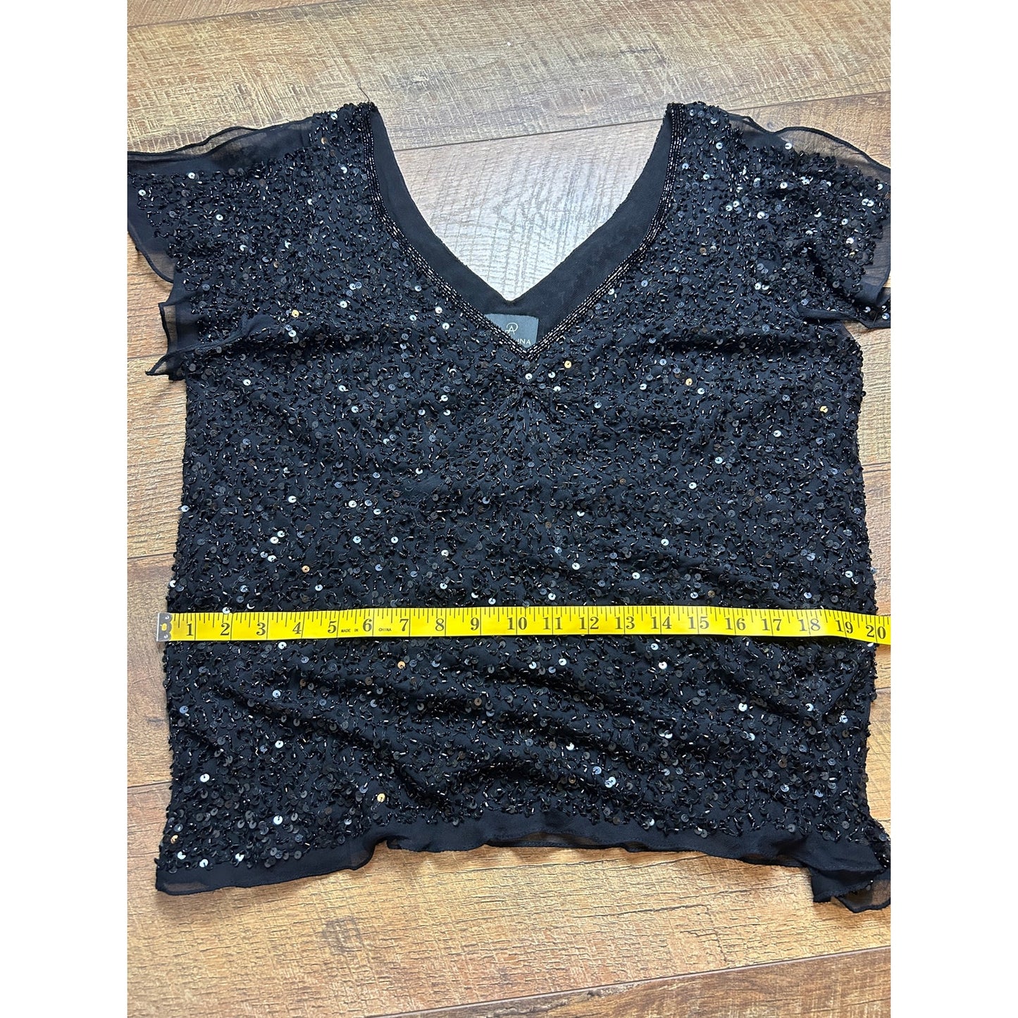 Y2K silk beaded butterfly top size extra large Adrianna Pappel