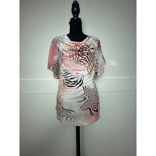 Y2K Adele & May Cowl Neck Top S Indie Sleaze Going Out Star Print