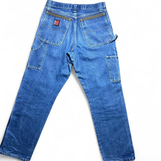90s wrangler size 30x32 double knee blue jeans
