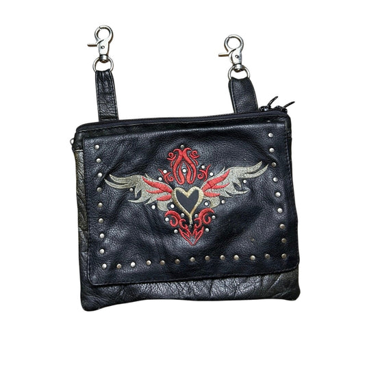 heart tribal clip on zip up saddle bag