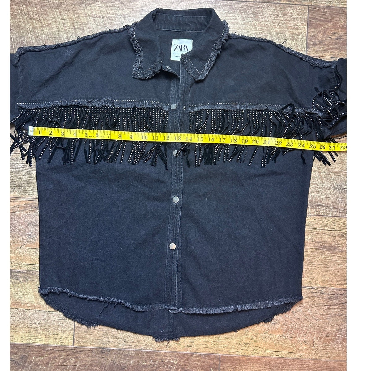 Zara Rhinestone Fringe Western Denim Oversized Jacket — Alternative Y2K