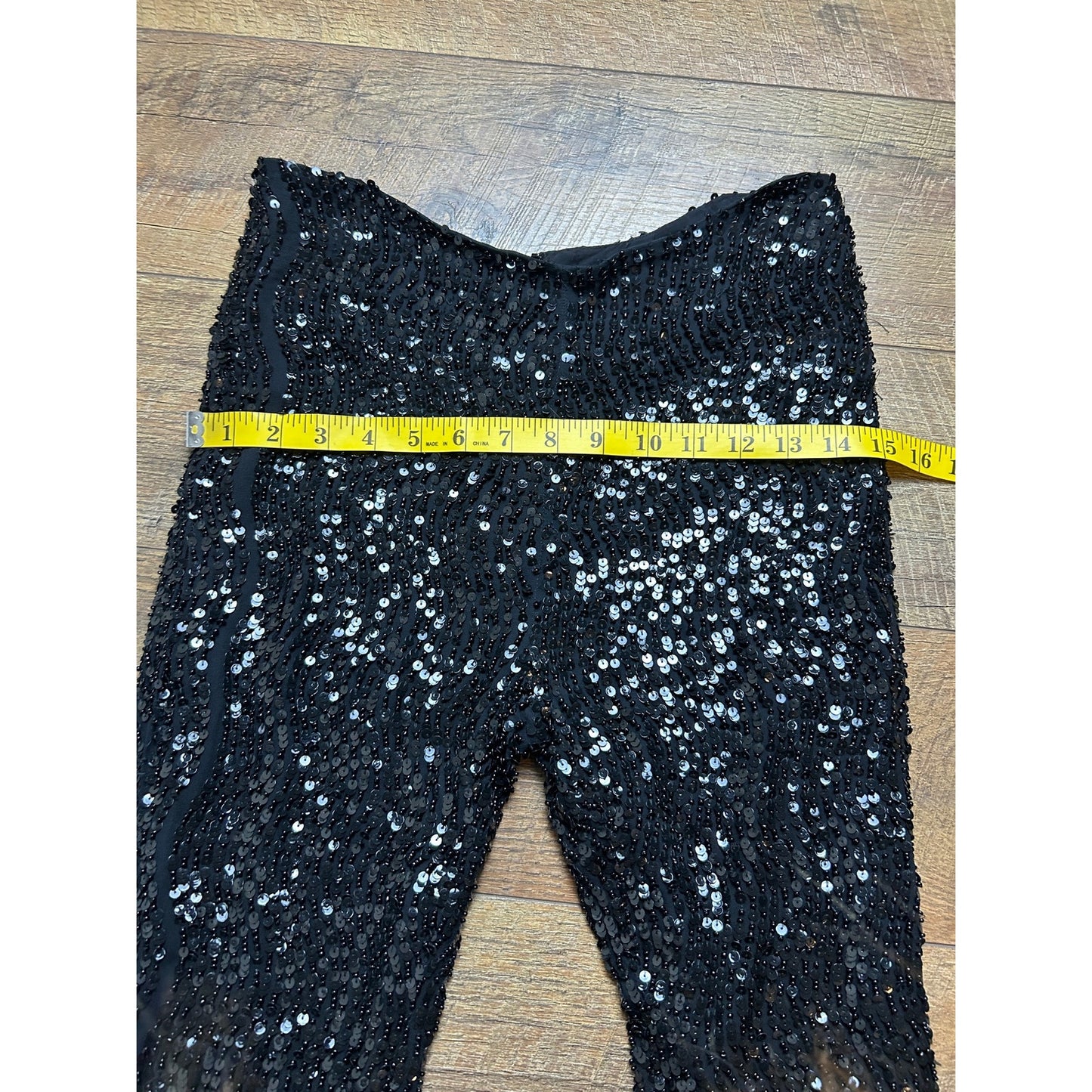 Halston, 100% silk sequin beaded disco pants extra small