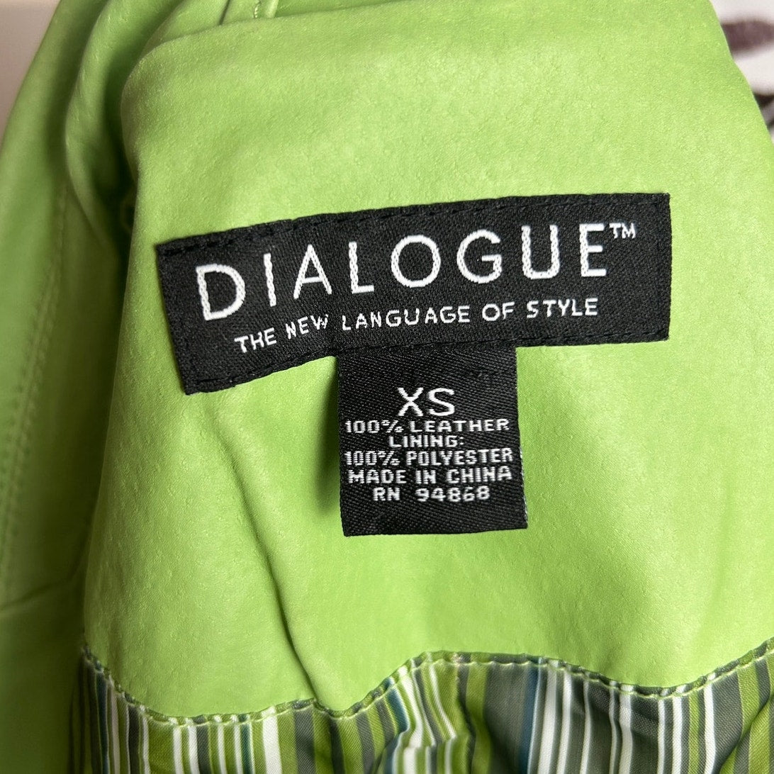Y2K It Girl Lime Green Leather Blazer 💚 Indie Sleaze Statement Jacket Dialogue Size XS