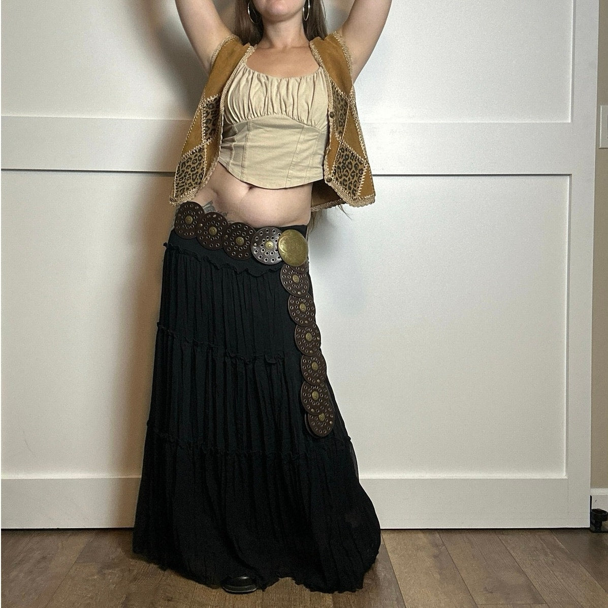 portrait chiffon wrinkle maxi skirt size s/m