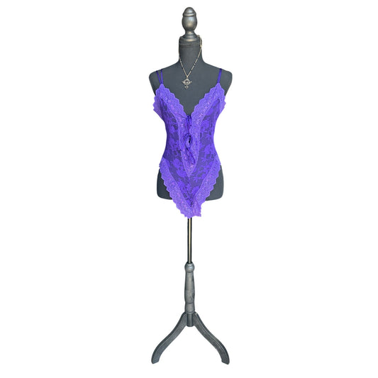💜 Vintage Victoria’s Secret Gold Label Purple Lace Bodysuit Size L