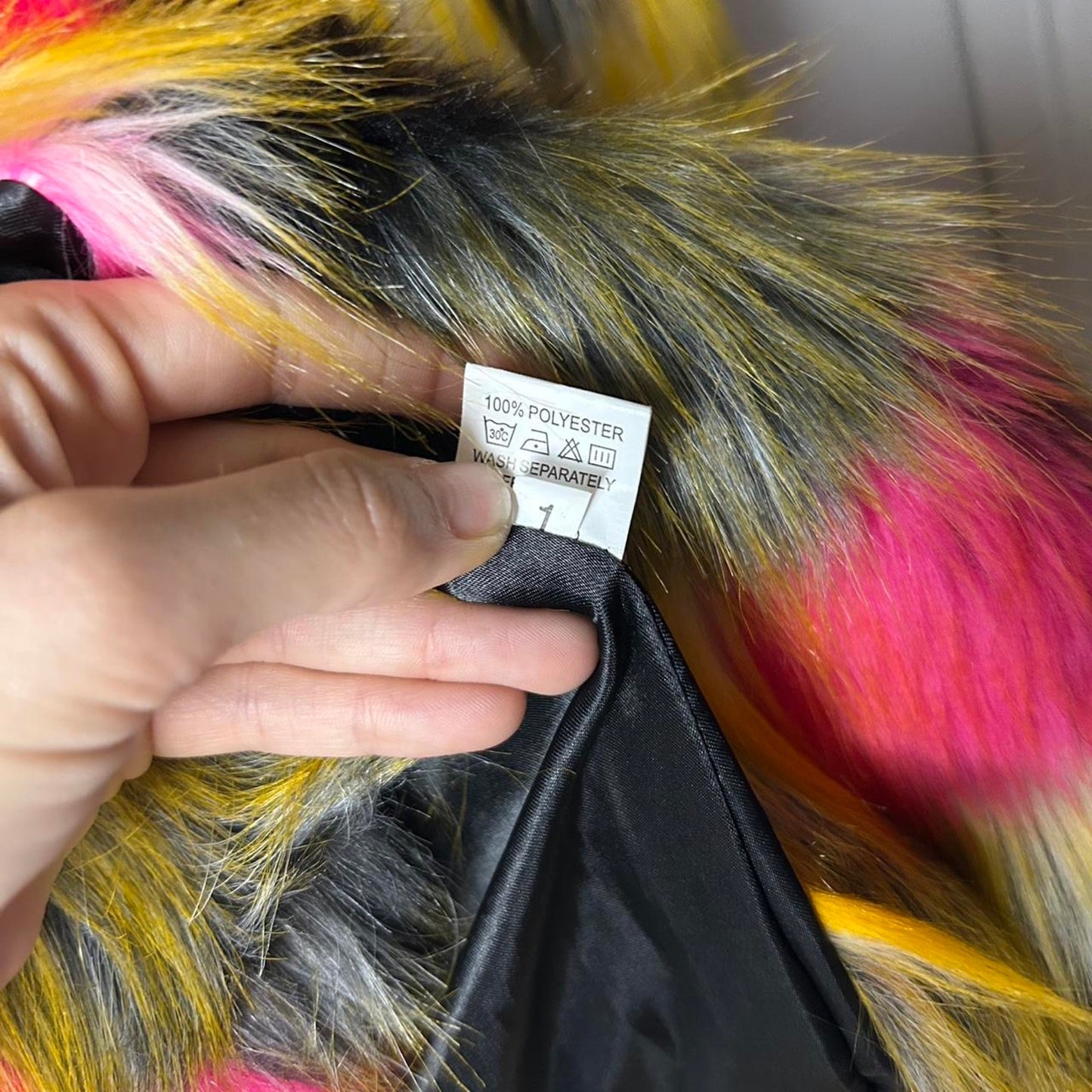 Fhillinou vibrant multi coloured faux fur