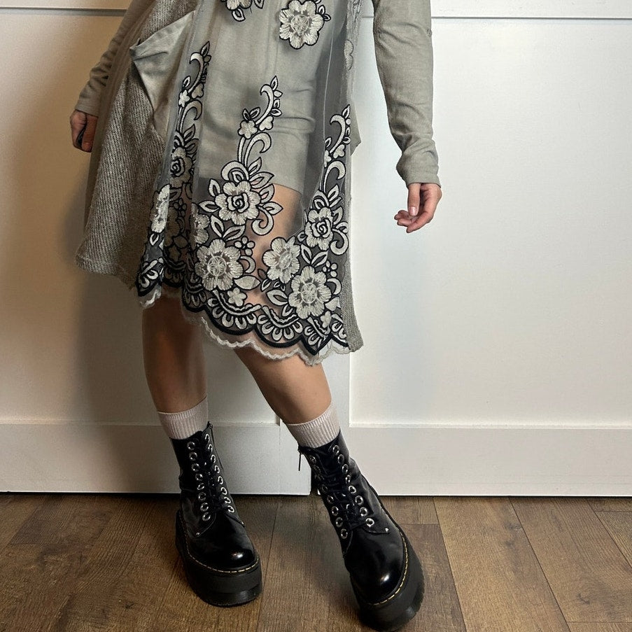 fleur de lis grunge fairy two piece set tunic dress and lace tank with pockets