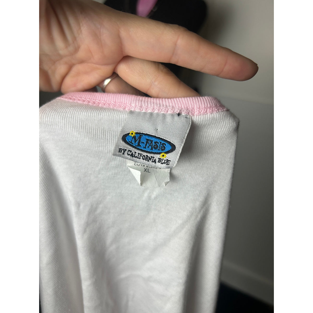 M-Fasis by California Blue Y2K raglan tee in a silver glitter colorway