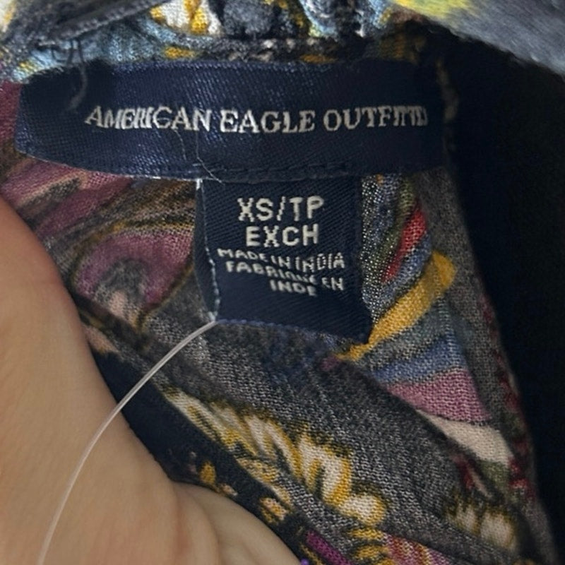 American Eagle Paisley Keyhole Back Mini Dress — XS