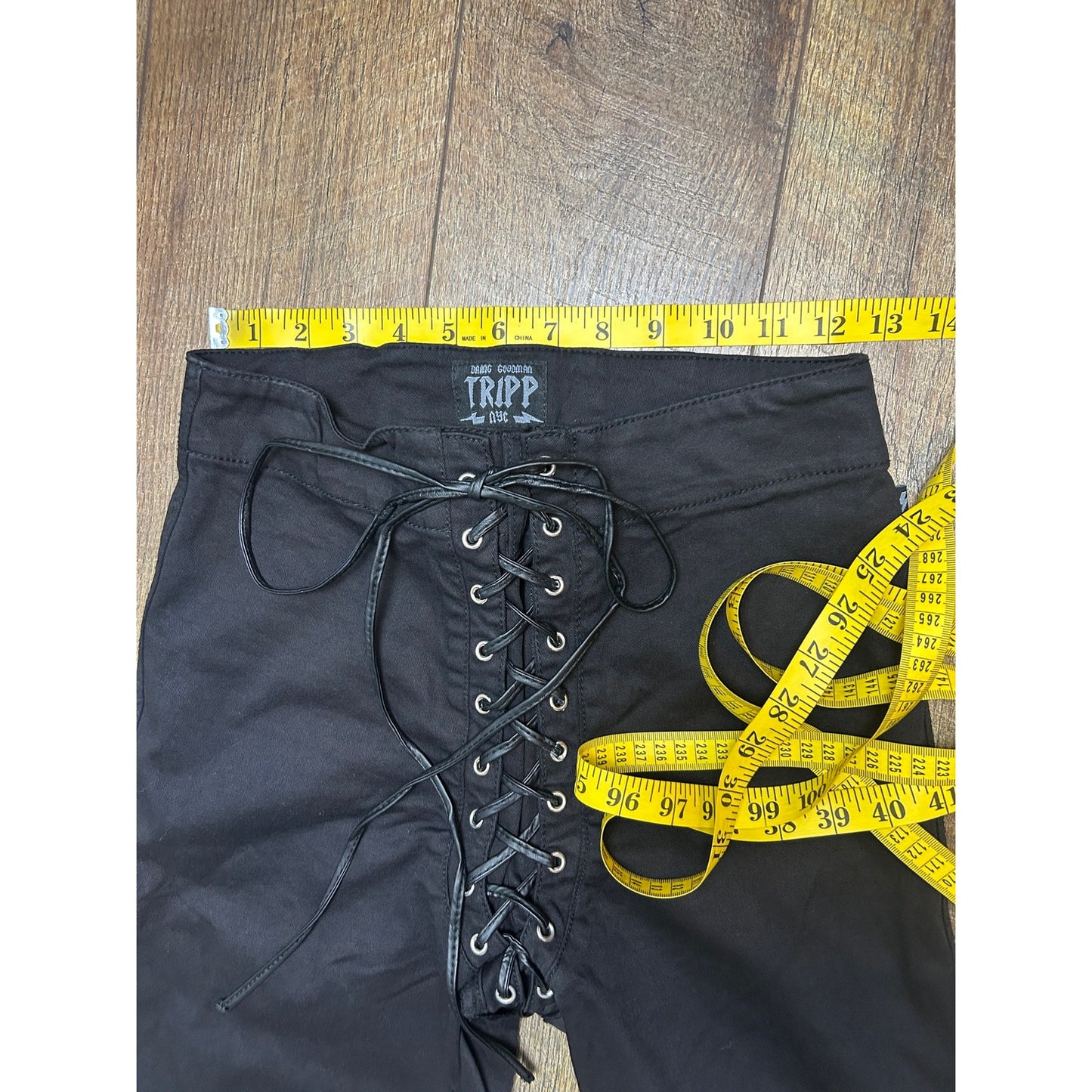 Tripp NYC lace up distressed skinny pants stretchy alt goth punk