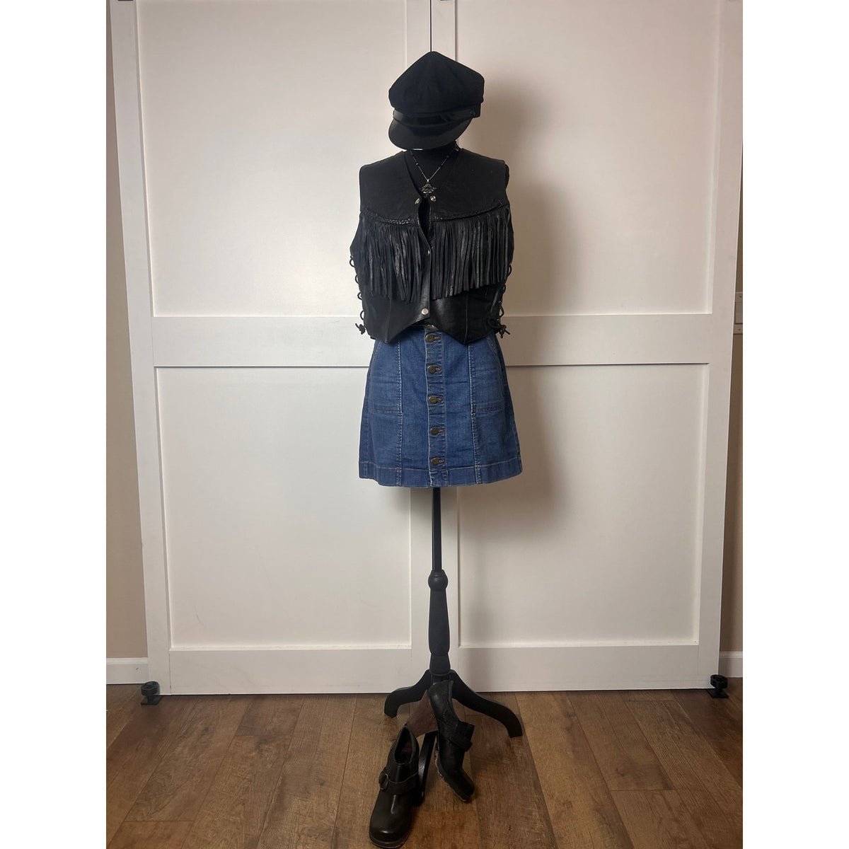 vance leathers braided fringe biker vest size l
