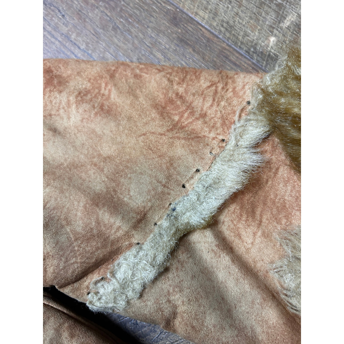 Liang Mei Qi Yao Shearling Jacket Size 52 Asymmetric Whipstitch Raw Hem Western Y2K