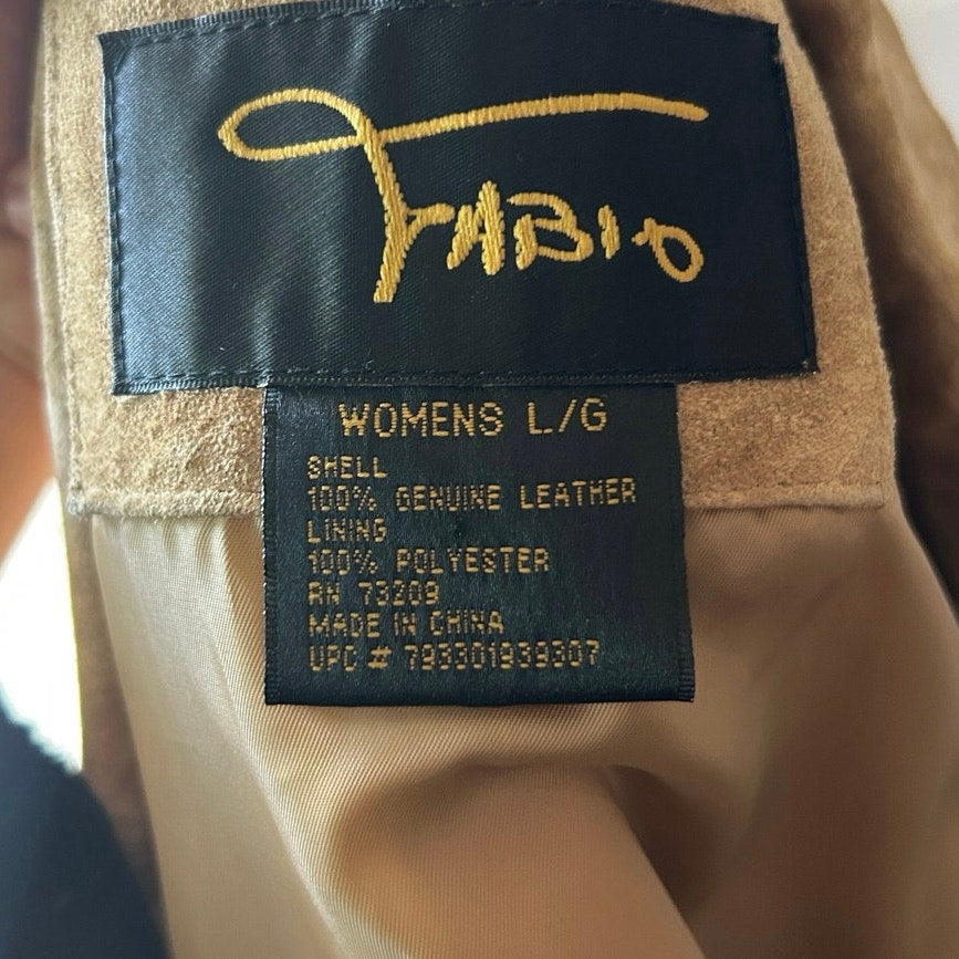 🤎 Vintage Fabio Suede Trucker Jacket – Women’s Large – 90s Western Minimalist