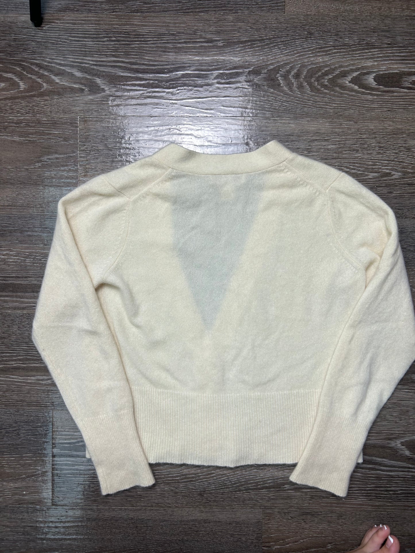 Banana Republic Cashmere Cardigan Cream with Abalone Buttons Size Petite Large