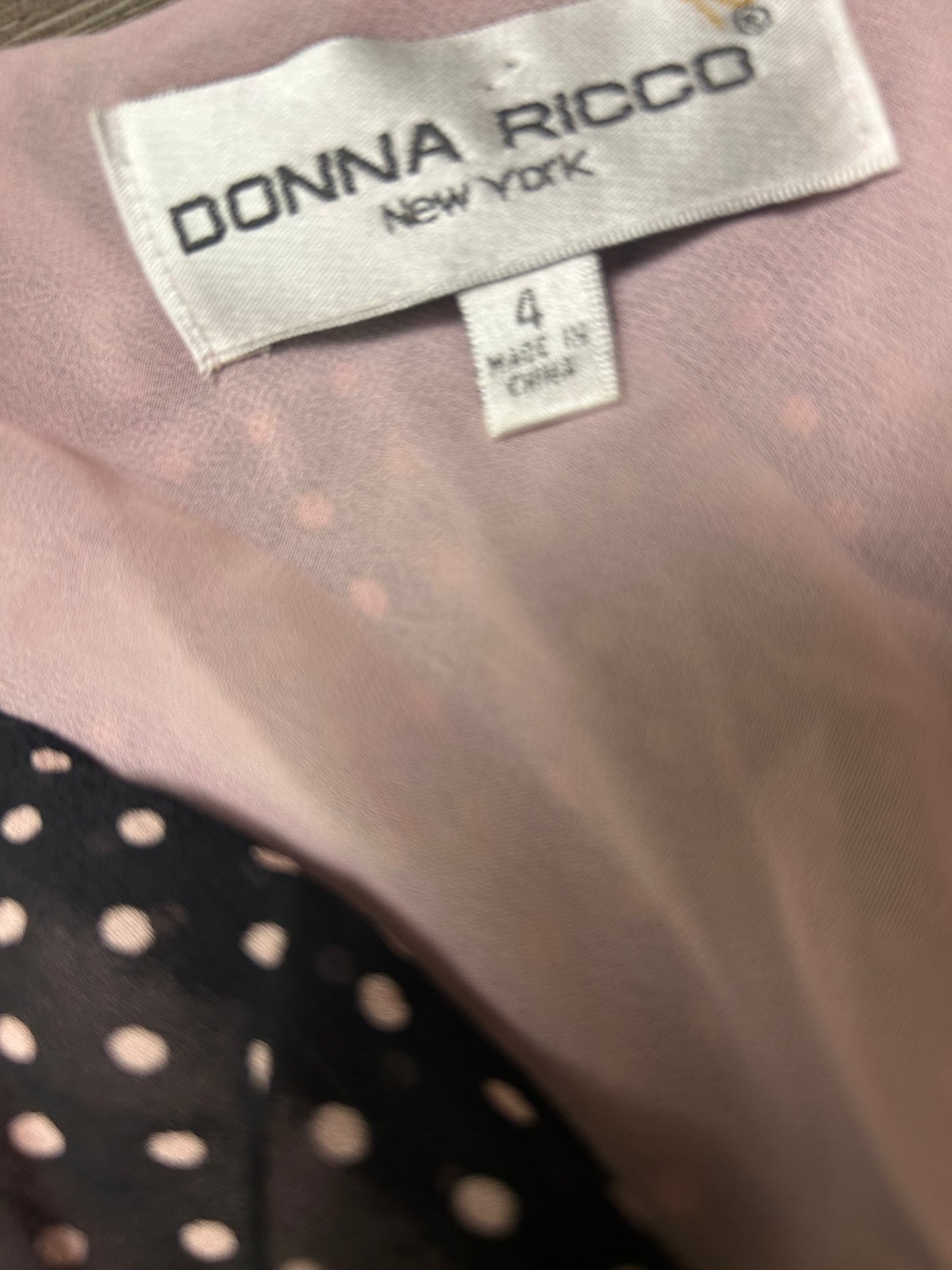 Vintage Donna Ricco Silk Mini Dress Polka Dot Ruffled Cowl Neck Size 4