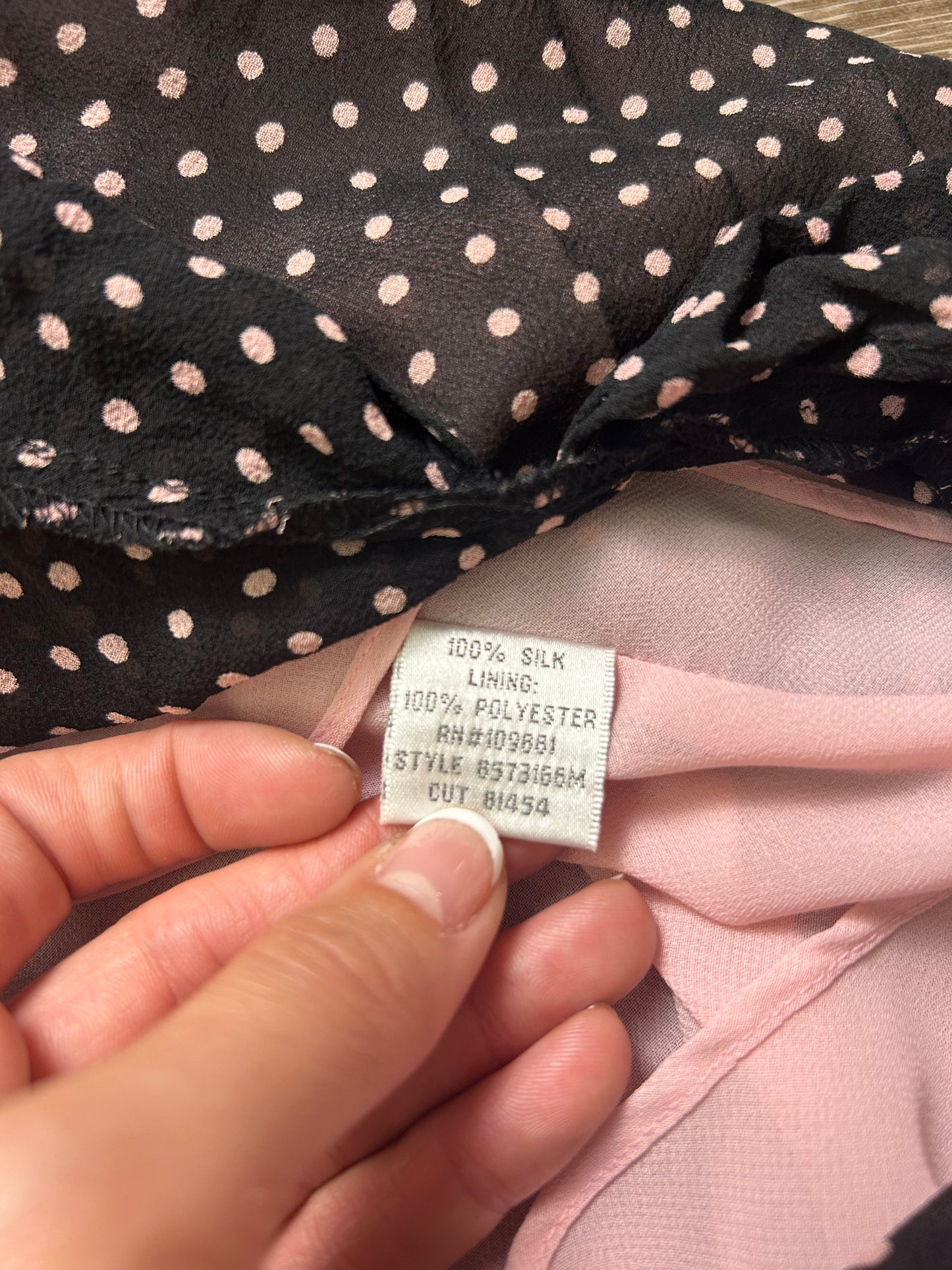 Vintage Donna Ricco Silk Mini Dress Polka Dot Ruffled Cowl Neck Size 4