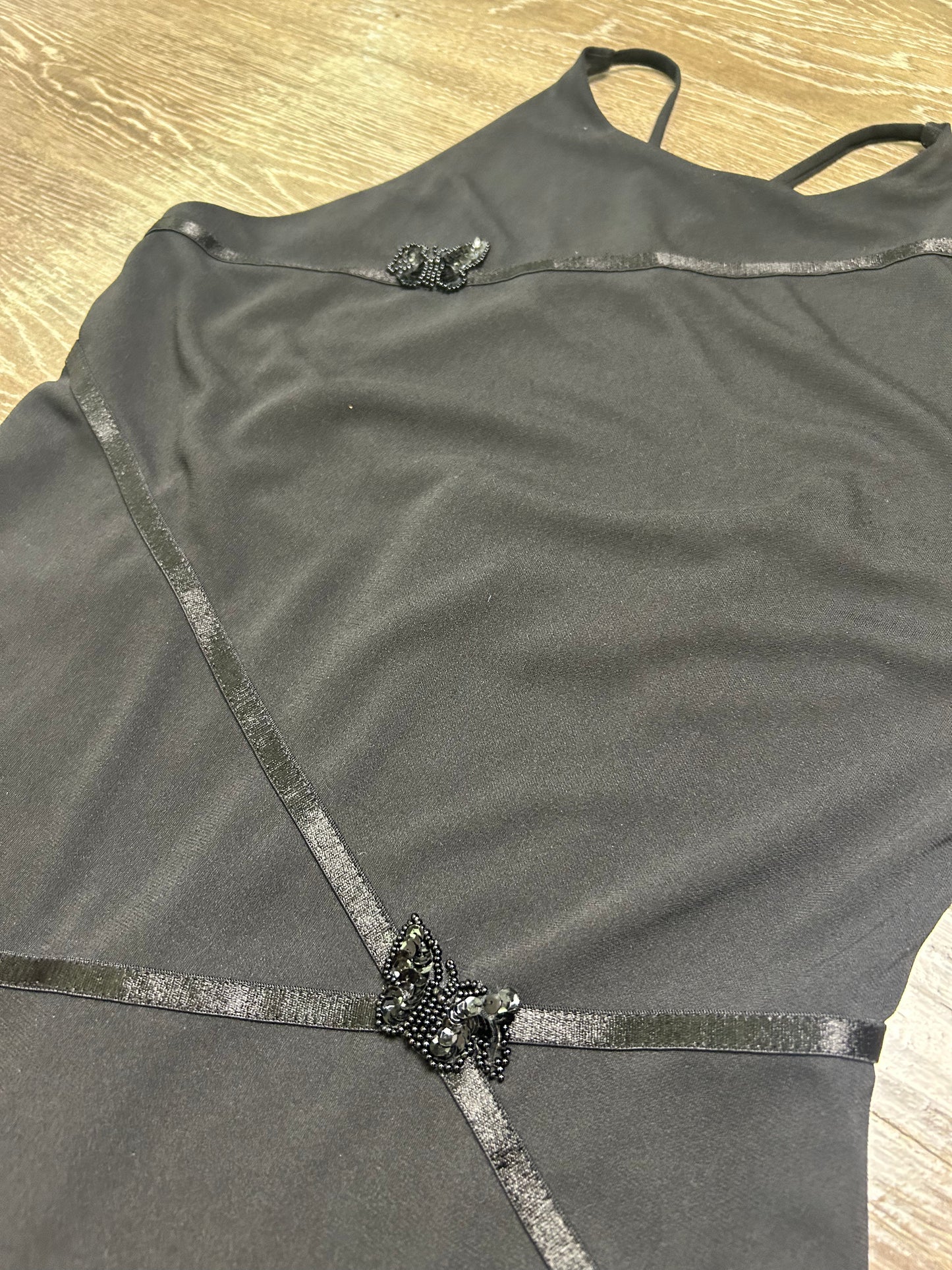 j.r. nites by caliendo y2k formal dress with ribbon and beaded butterflies size 12