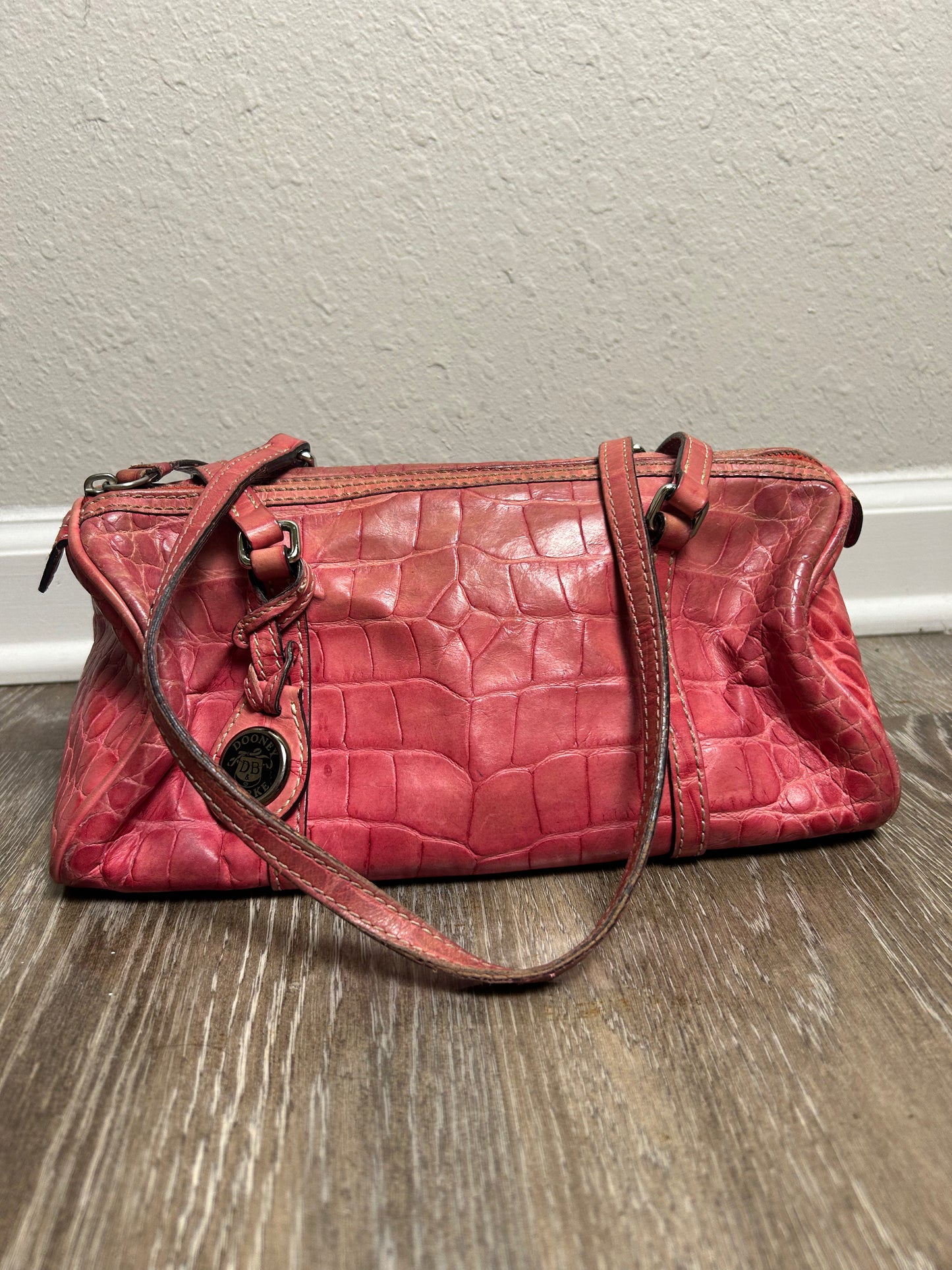 Dooney & Bourke Vintage Baguette Shoulder Bag Pink Alligator