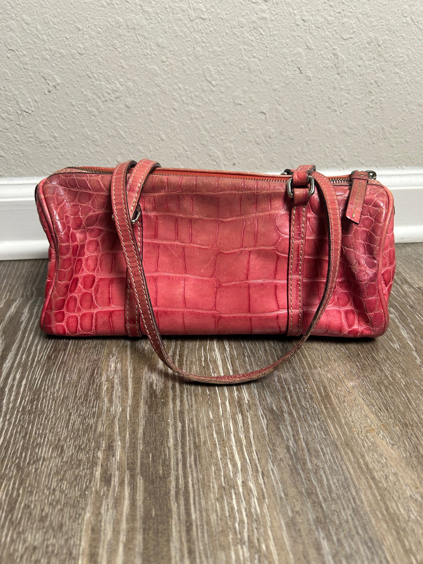 Dooney & Bourke Vintage Baguette Shoulder Bag Pink Alligator