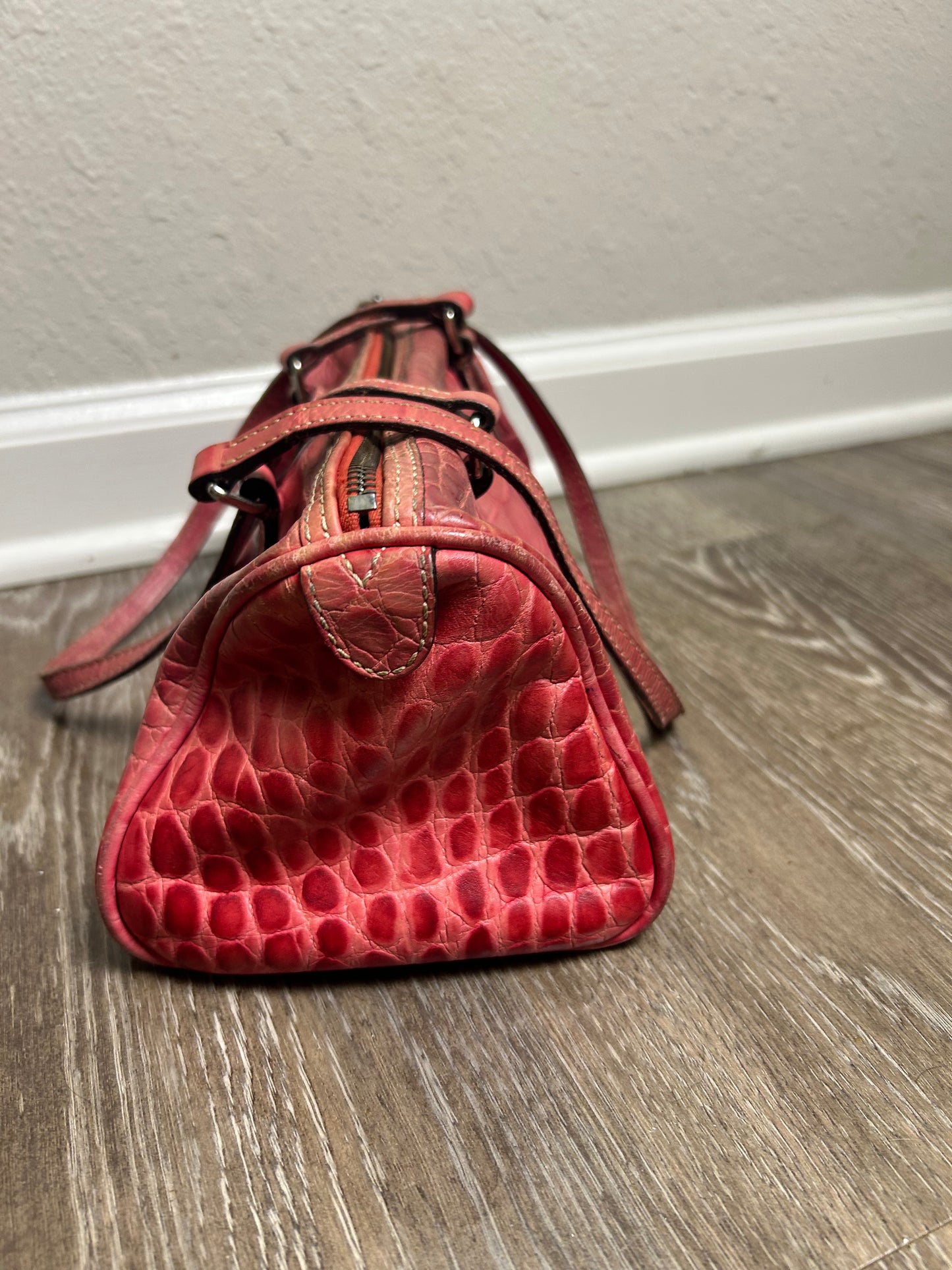 Dooney & Bourke Vintage Baguette Shoulder Bag Pink Alligator