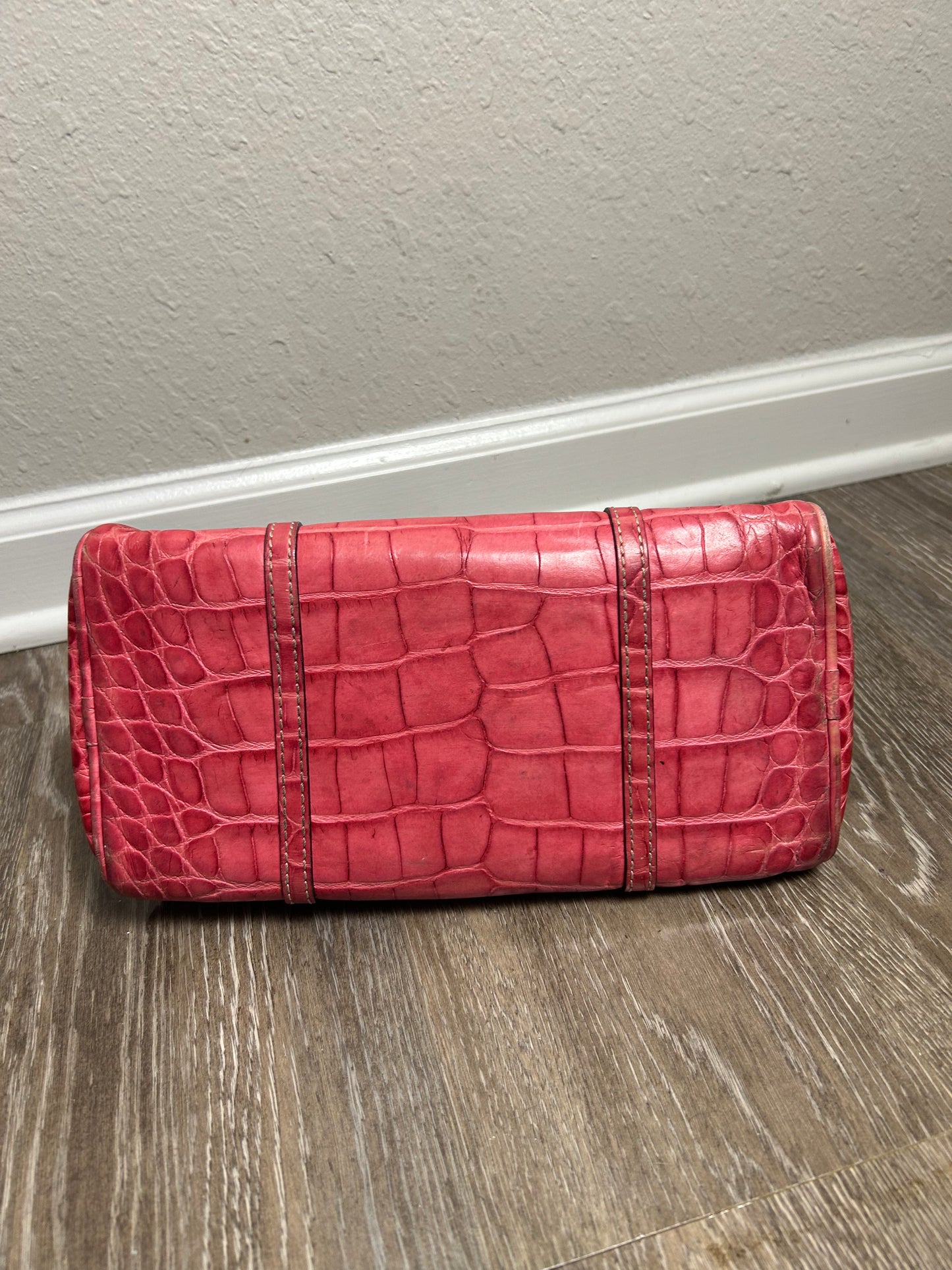 Dooney & Bourke Vintage Baguette Shoulder Bag Pink Alligator