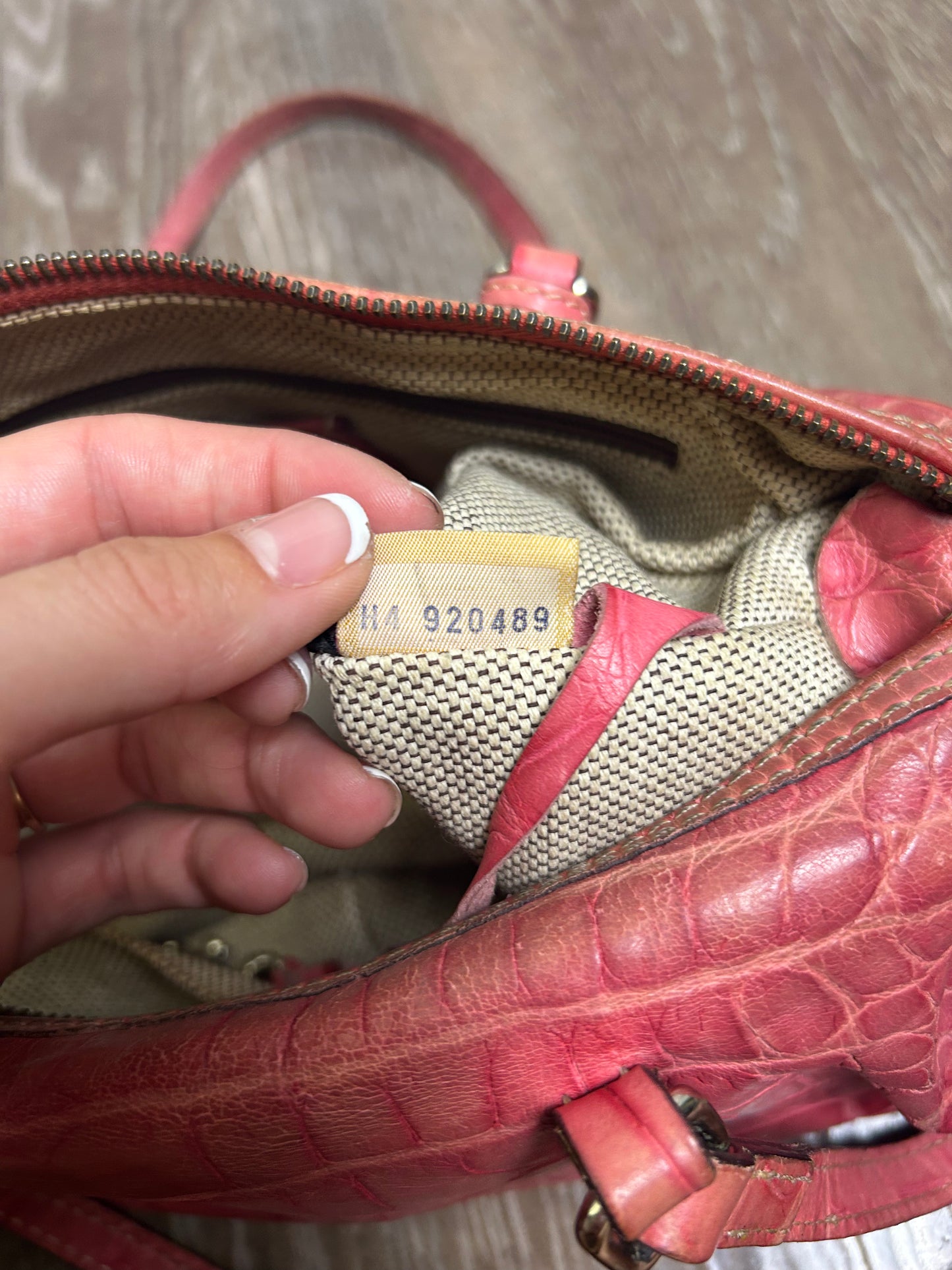 Dooney & Bourke Vintage Baguette Shoulder Bag Pink Alligator